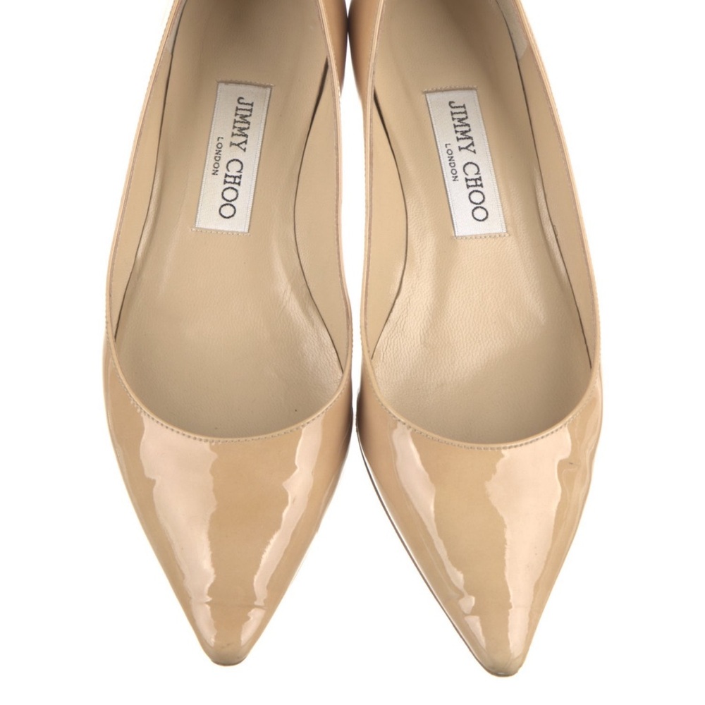 Jimmy Choo Women's Beige Patent Leather Flats